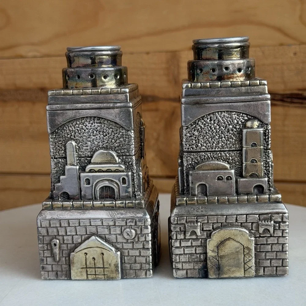 Judaica Sterling 925 Shabbat Jewish Candle Sticks‎ Religious Holloware VTG Set
